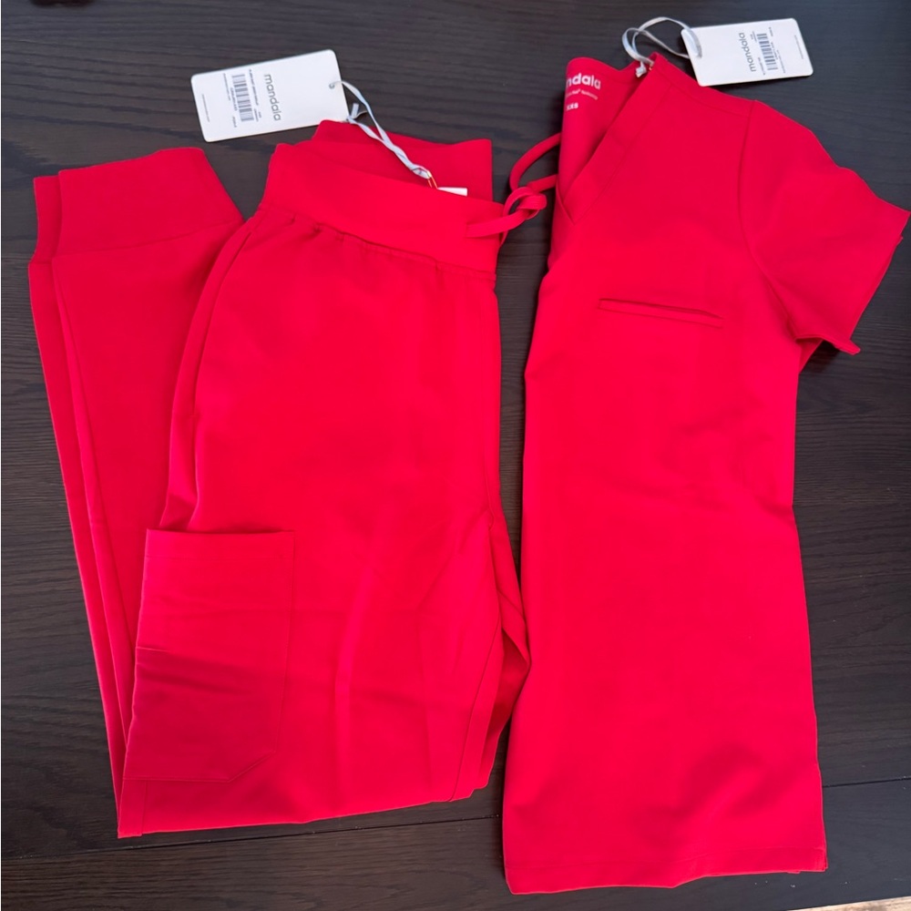 Women's Mandala Crimson Red Top & Jogger Set